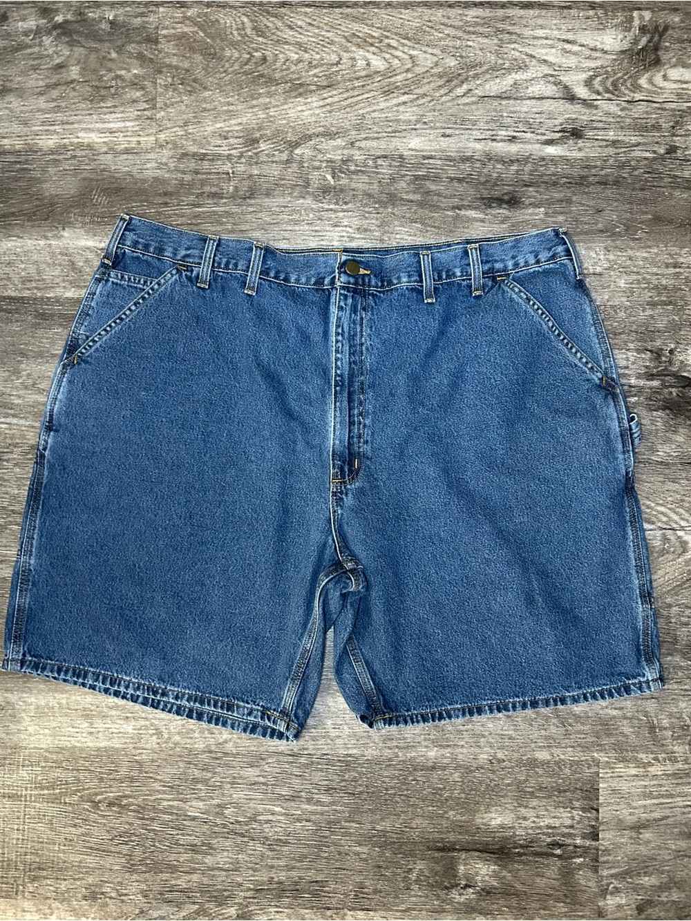 Carhartt B28 Carpenter Denim Shorts Size 46 Blue Workwear Utility Jorts
